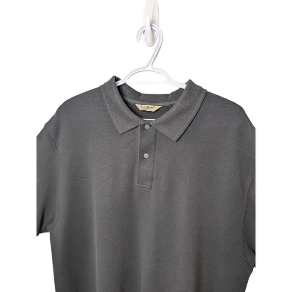 L.L. Bean Mens Wrinkle Resistant Double L Short Sleeve Black Polo - Picture 4 of 10